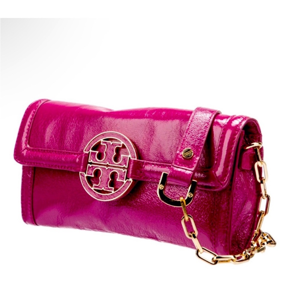 Tory Burch Magenta Pebble Leather Crossbody